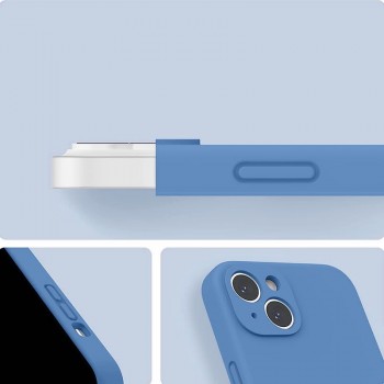 Liquid Air silikoninis dėklas su kameros apsauga - mėlynas (Apple Iphone 15 Plus)